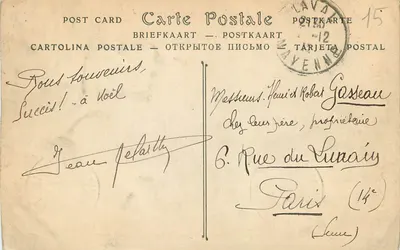 Bilhete postal antigo Laval Vista Geral tirada do Jardim da Perrine — Verso