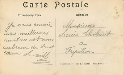Bilhete postal antigo Guerra 1914 1915 Creil Rue Gambetta Casas Incendiadas Militaria — Verso