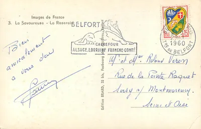 Belfort — Vista della Savoureuse e del castello — Edizioni Immagini di Francia, n°3 — Verso