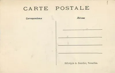 Chantilly — Wjazd główny i całość zamku — Héliotypie A. Bourdier, Paryż — Rewers