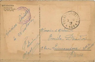 Wiesbaden — A fonte quente — Impressão em cobre, Série No. 180 — Verso