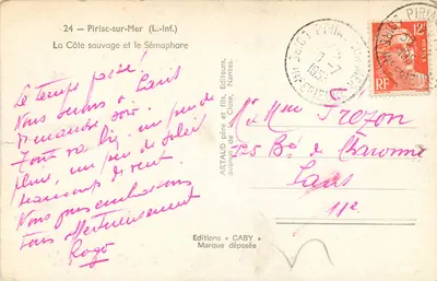 Piriac-sur-Mer (L.-Inf.) — Widok na dzikie wybrzeże i semafor — Wydawnictwo GABY — Rewers