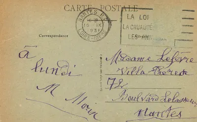 NANTES — Place Lafayette, a Gendarmeria, a Maison d'Arrêt e o Palácio de Justiça — St. mille, n° 199 — Verso