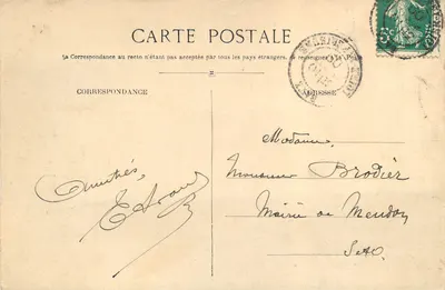 Bilhete postal antigo Du Pouliguen a Batz (L I) A Gruta das Duas Gêmeas (Grande Cote) — Verso
