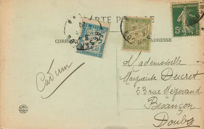 Okręgi PUY-GUILLAUME (Puy-de-Dôme) — Ruiny zamku Montpeyroux — wydawca Aton & J. Dubil — Rewers