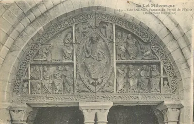 Carenac - Frontão do portal da igreja (Monumento histórico) — série 154, editor Phototypie Paris