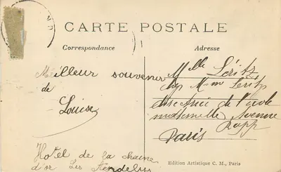 Le Petit Andelys — Widok miasta przez otwór — Zamek Gaillard, C.M. nr 12 — Rewers