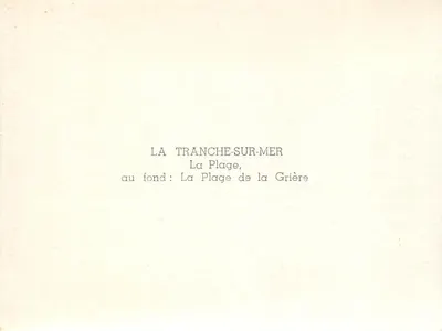 La Tranche-sur-Mer — A Praia da Grière — editor não visível — Verso