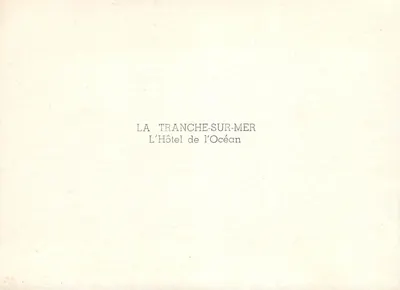 Hotel de l'Océan — La Tranche-sur-Mer — editor desconhecido — Verso