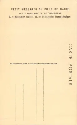 Bernadetta Soubirous — Portret — Cliché P. Eckerta, wydawca Petit Messager du Cœur de Marie — Rewers