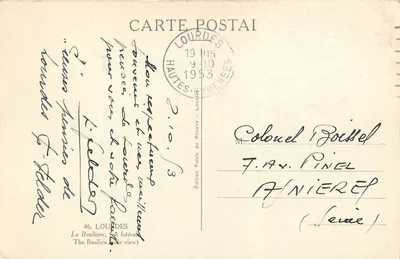 Lourdes — La Basilica, vista laterale — Edizione Lourdes, serie 46 — Verso
