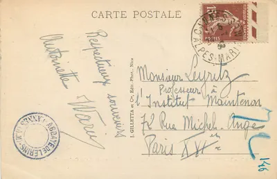 Wyspa Saint-Honorat — Abpia Lérins — Wschodnia Północna — Stara Wieża i Strzałka Klasztoru — J. Gilletta et Cie, Nice — Rewers