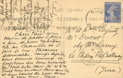 Kasyno w Nicei — Widok promenady i portu — Wydawca Yvon, n° 107 — Rewers