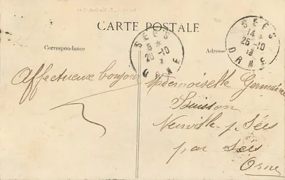 Caen — Igreja de São João, Vista da Torre Inclinada — Fot.édit. T. Maillard, Caen — Verso