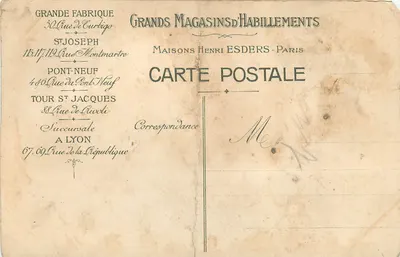 Enfants jouant aux billes — Les Billes — Grands Magasins d'Habillement Henri Esders, Paris — Rewers