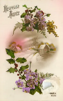 Ano Feliz — decoração floral e paisagem invernal — REX 2045