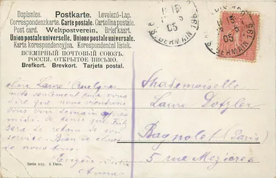 Bilhete postal antigo Fantasia — Verso