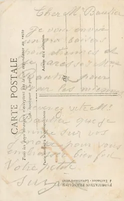 Pięciu dzieci w mundurach — pod balonem powietrznym 'ALSACE' — wydawca J. Tailhades - Levallois-Perret — Rewers