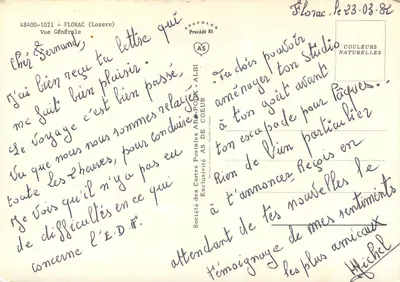 Florac (Lozère) — Vista Geral — Sociedade das Cartas Postais AS DE COEUR, n° 48400-1021 — Verso