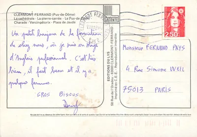Clermont-Ferrand — luchtfoto, kathedraal, Puy-de-Dôme, paardrijder, monument — Éditions du Lys — Achterkant