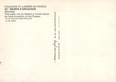 Bassin d'Arcachon — widok z lotu w czasie niskiej morskiej — Éditions Lumière de France, nr 33 — Rewers
