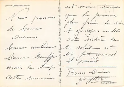 Corrida de touros — Sizano — Ed. Bohigas n°2.034 — Verso