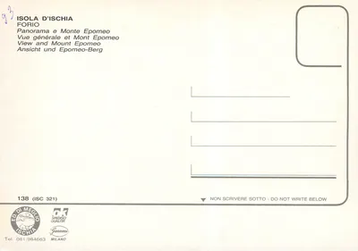 Ischia - l'isola verde — panorama Forio i Monte Epomeo — Éd. Di Meclio, n° 138 (ISC 321) — Rewers