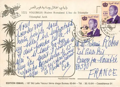 VOLUBILIS (Ruiny rzymskie) — Arc de Triomphe — Wydawnictwo Ismail, Casablanca — Rewers