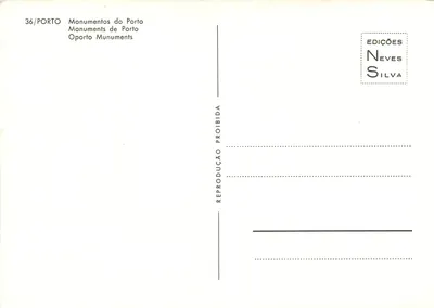 Monumentos do Porto — Ed. Neves Silva, n° 36 — Verso