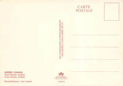 Québec — Place Royale — Wydawca: Presses de Presse Benjamin Enr. — Rewers