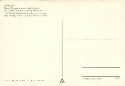Wenecja — Kanal Grande i most Scalzi — P. Marzari S.R.L. Schio n°859 — Rewers