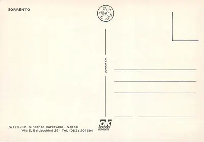 Sorrento — widok panoramiczny — Wyd. Vincenzo Carcavallo S/129 — Rewers