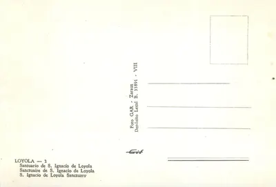 Santuário de S. Ignácio de Loyola — Loyola — Editor GAR, n° 2 — Verso