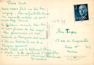 Palamos — vista della spiaggia e del porto — Edizioni Oserana, N° 1050 — Verso