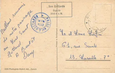 San Gottardo — 2094 m — Photoglob-Wehrli AG, Zürich — Verso