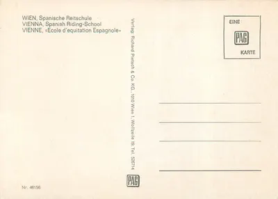 Viena — Escola de equitação espanhola — PAG, n° 46156 — Verso