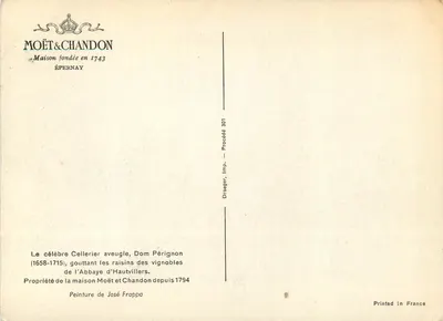 Dom Pérignon — Znany kellerzyńca — Obraz Josepha Frappa — Rewers