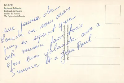 Lourdes — Esplanade du Rosaire — Éditeur Dupont Diffusion — Verso