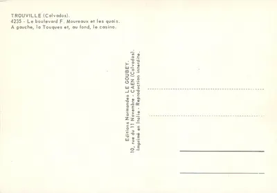 Trouville (Calvados) — O Boulevard F. Moureaux e os cais — Editor Emy — Verso