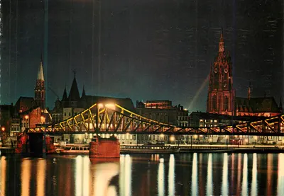 Frankfurt/Main — vista noturna do ponte e do Dom — Rottlox 925/22