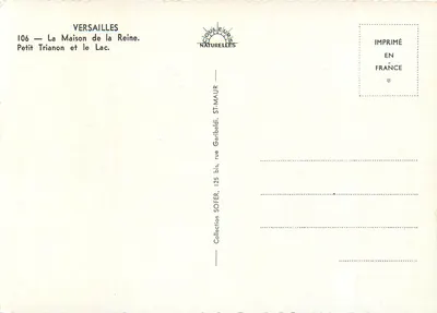 Versajles — Mały Trianon i Jezioro — kolekcja Clouleuips Naturalne, nr 106 — Rewers
