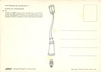 Praça do Trocadéro — placa de rua — série Publistar 'placas de ruas de Paris' n°4 — Verso