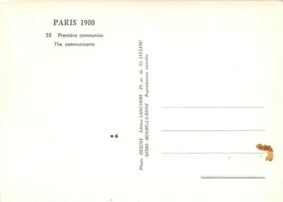 París 1900 — Primera comunión — Editor Desoye, n°38 — Reverso