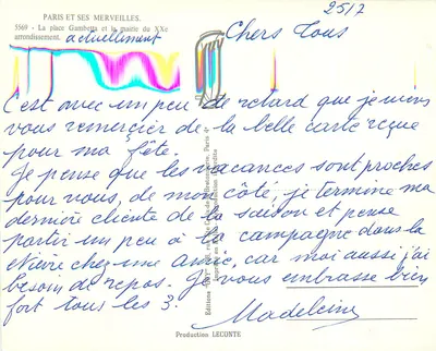 Place Gambetta e a prefeitura do 20º arrondissement — Paris — Éditions Guy, n° 5569 — Verso