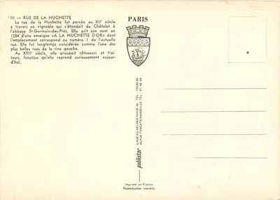 Rue de la Huchette — Paris — Verlag Publilstar, Nr. III — Rückseite