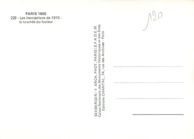 Paris 1900 — As inundações de 1910 : a rota do carteiro — Éditions CHANTAL, Paris — Verso