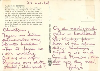 Praça da Sorbonne — reprodução de placa — editora Paris — Verso