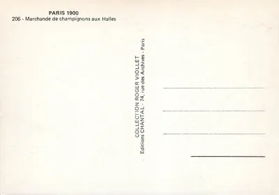 Mijnster van champignons aan de Halles — Parijs 1900 — Edities Chantal — Achterkant