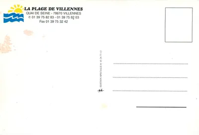 Plaża Villennes — Kompleks Rekreacyjny — Wydanie Specjalne 01 45 26 73 13 — Rewers