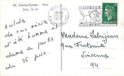 Sklep Clarence — 104, Champs-Élysées — Paryż — Rewers